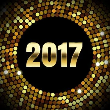 Gold glitter confetti pattern for New Year greeting card Stock Illustration