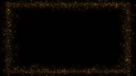 Gold glitter frame background sparkling border, luxury particles, and elegant Stock Footage 334100214