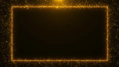 Gold glitter frame background sparkling border, glowing particles, clean space. Stock Footage 340409812