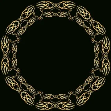 Gold glitter frame on a black background Stock Illustration