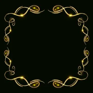 Gold glitter frame on a black background Stock Illustration