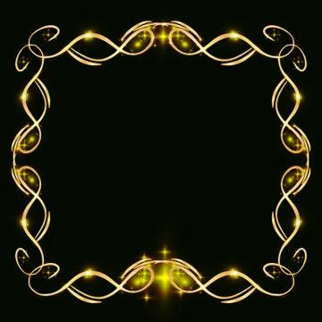 Gold glitter frame on a black background Stock-Illustration