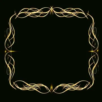 Gold glitter frame on a black background Stock Illustration