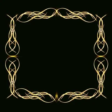 Gold glitter frame on a black background Stock Illustration