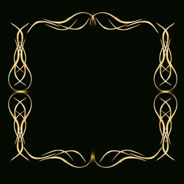 Gold glitter frame on a black background 스톡 일러스트