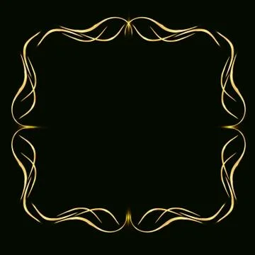 Gold glitter frame on a black background Illustrazione stock