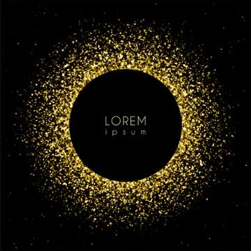 Gold glitter frame on black background Stock Illustration