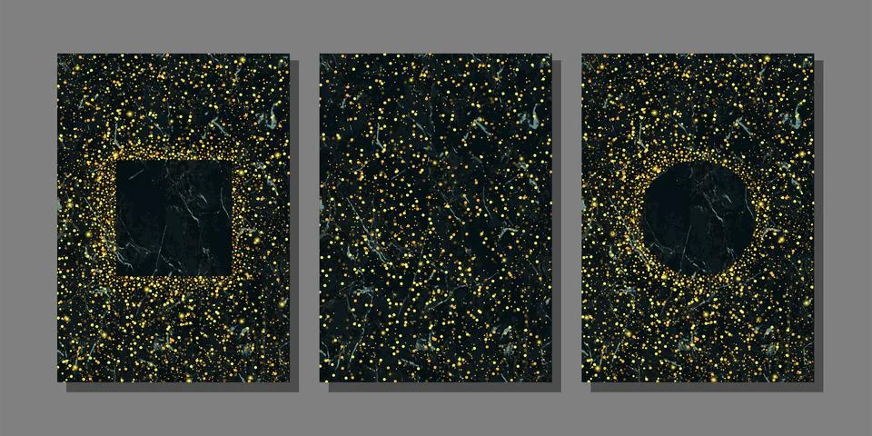 Gold glitter frames set on marble background Stock Illustration