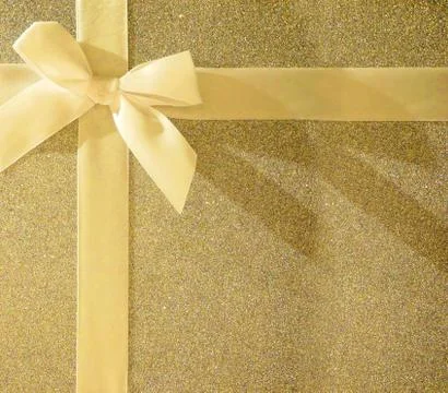 Gold glitter gift box Stock Photos