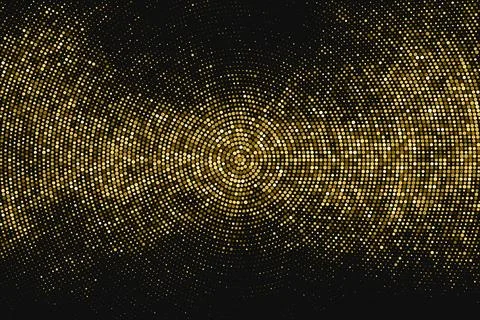 Gold Glitter Halftone Dotted Backdrop. Stock Illustration