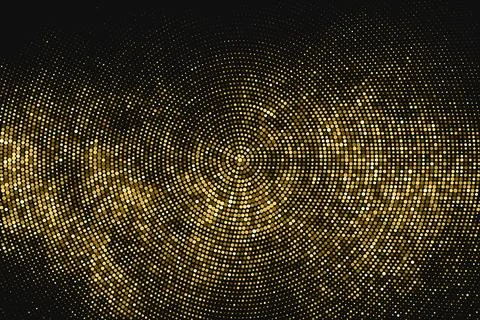 Gold Glitter Halftone Dotted Backdrop. Stock Illustration