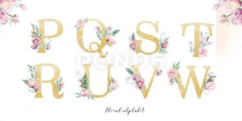 Gold glitter letter alphabet. Isolated Golden alphabetic fonts and numbers on Stock Illustration