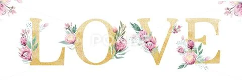 Gold glitter letter alphabet love. Isolated Golden alphabetic fonts and numbers Stock Illustration