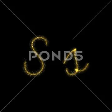 Gold glitter letter S, star sparkle trail font ~ Clip Art #143519019