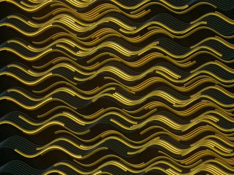 Gold glitter lines on dark surface. Luxury background. 3d render design element Illustrazione stock