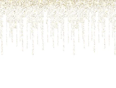 Gold glitter lines on white background. Golden sparkling confetti. Luxury hol Stock Illustration