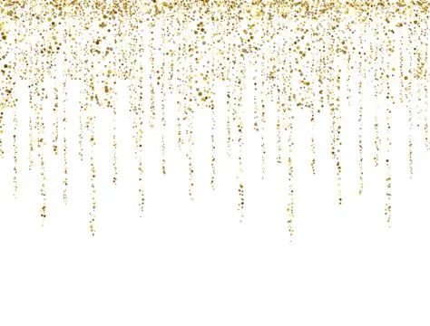Gold glitter lines on white background. Glitter decoration frame. Golden Stock Illustration