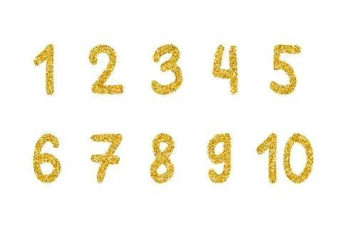Gold glitter numbers. Stock Illustration