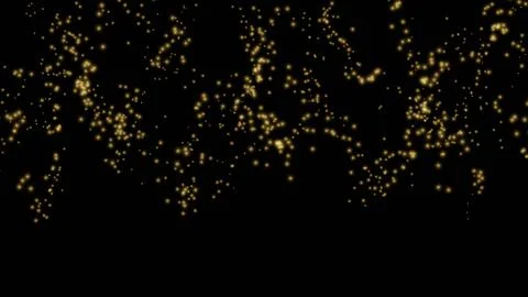 Gold glitter particles on black background. Golden lights flare abstract ve.. Stock Illustration