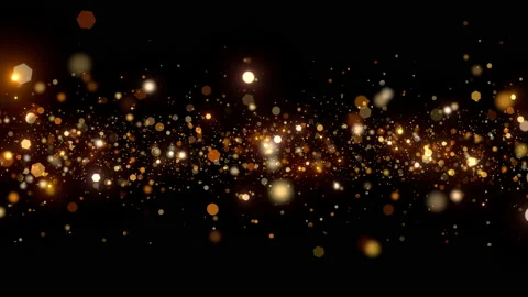 Gold glitter particles dust light background video Stock Footage 233500166