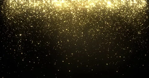 Gold glitter particles falling, golden sparkling shine light background Stock Footage