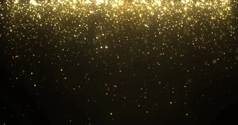 Gold glitter particles falling with sparkling shine light, Christmas holiday Stock Footage