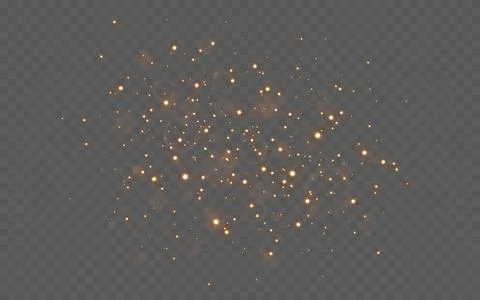 Gold glitter particles on transparent background. Christmas golden dust effect Stock Illustration