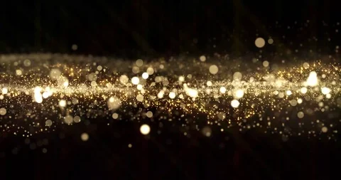Gold glitter particles wave background, shining gold sparks and yellow glittery Stock Footage 114756437
