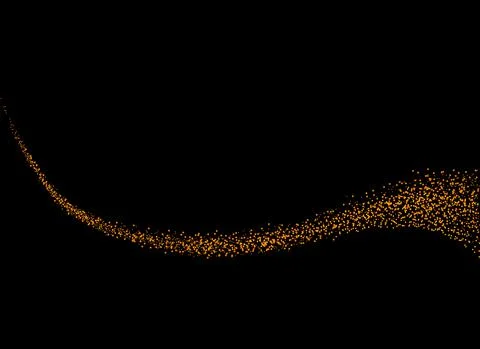 Gold glitter particles in wave shape  isolate on png or transparent  backgrou Stock Illustration