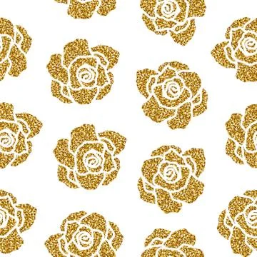 Gold glitter rose pattern 库存插图