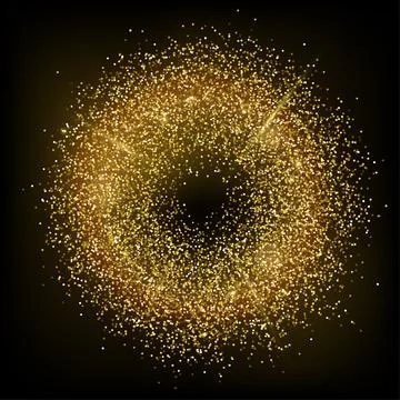 Gold glitter round frame vector illustration. Golden dust ring. Circular luxury Stock Illustration