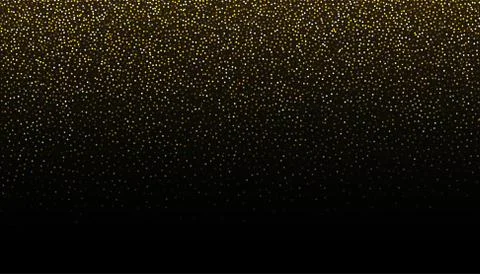 Gold glitter seamless border background. Glittering black backdrop. Golden Stock Illustration