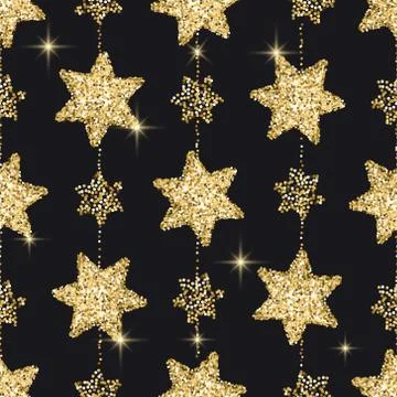 Gold glitter seamless vector pattern. Stock Illustration