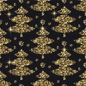 Gold glitter seamless vector pattern. Stock Illustration