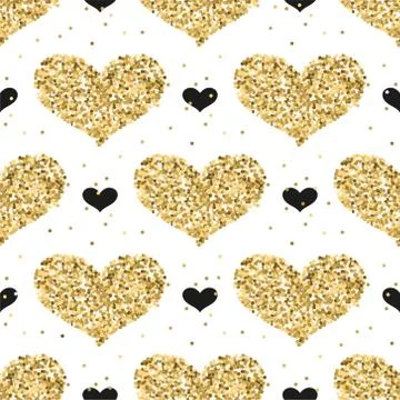 Gold glitter seamless vector pattern. Illustrazione stock