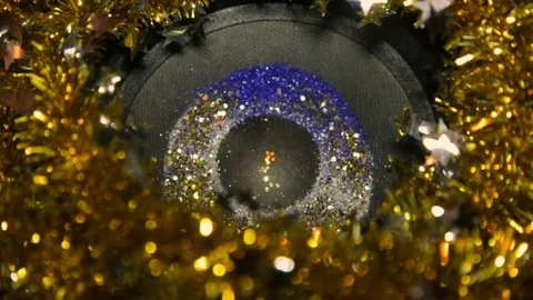Gold Glitter On Speaker - Music Loop Background Stock Footage 82088204