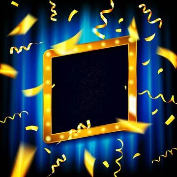 Gold glitter square frame Stock Illustration
