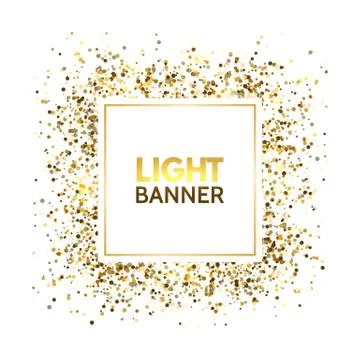 Gold glitter square frame with space for text. Star dust and sparkles. Lumino Stock Illustration