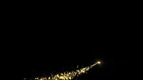Gold Glitter Star Dust Magic Trail Sparkling Particles On Black Stock Footage 127236337