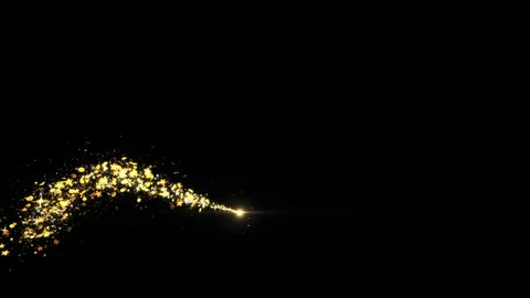 Gold Glitter Star Dust Magic Trail Sparkling Particles On Black Stock Footage 127236973