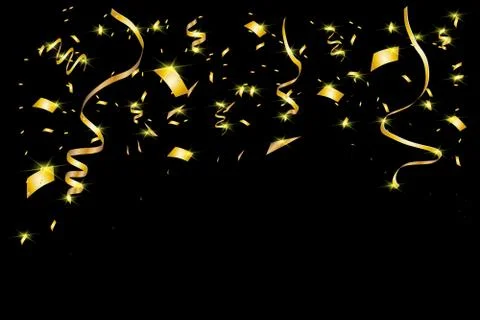 Gold glitter texture on a black background. Stock Illustration