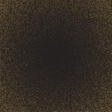 Gold glitter texture on a black background. Golden grainy abstract texture on a Stock Illustration