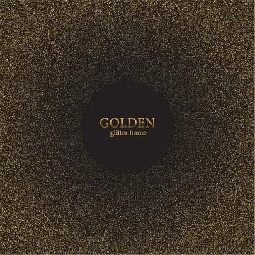 Gold glitter texture on a black background. Golden grainy abstract texture on a Stock Illustration