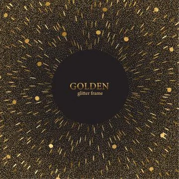 Gold glitter texture on a black background. Golden grainy abstract texture on a Illustrazione stock