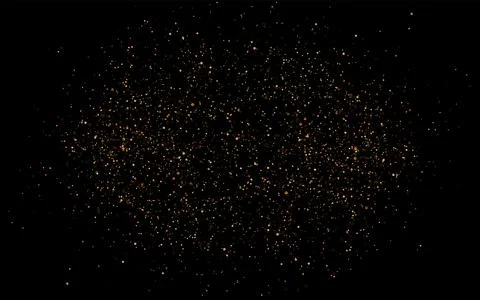 Gold glitter texture on a black background. Golden explosion of confetti. Gol Stock Illustration