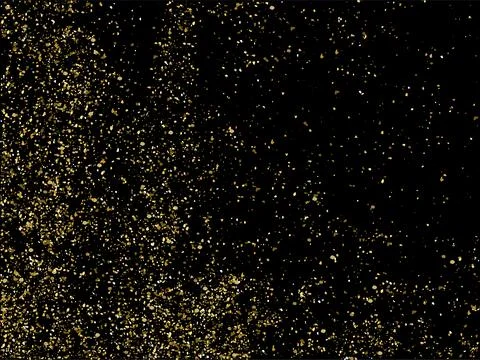 Gold glitter texture on black background. Golden sparkle confetti vector shine Stock Illustration
