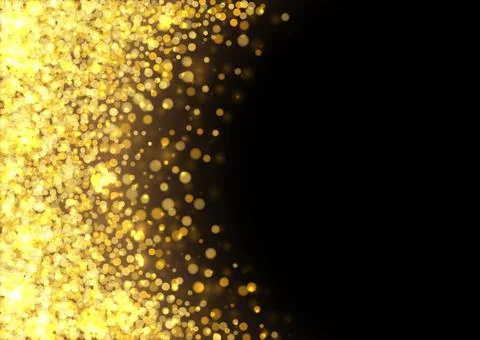 Gold glitter texture. Irregular confetti border on a black background. Christmas Stock Illustration