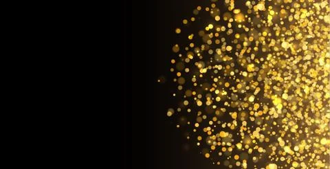 Gold glitter texture. Irregular confetti border on a black background. Christmas Stock Illustration