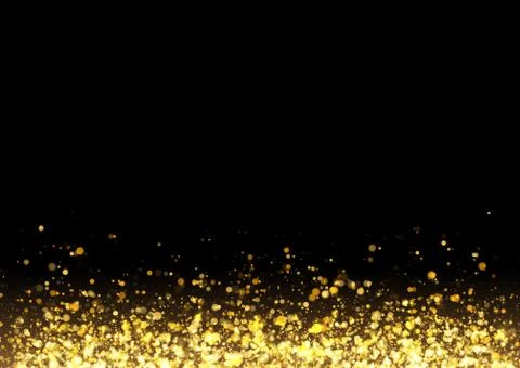 Gold glitter texture. Irregular confetti border on a black background. Christmas Stock Illustration