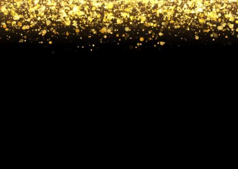 Gold glitter texture. Irregular confetti border on a black background. Christmas 库存插图